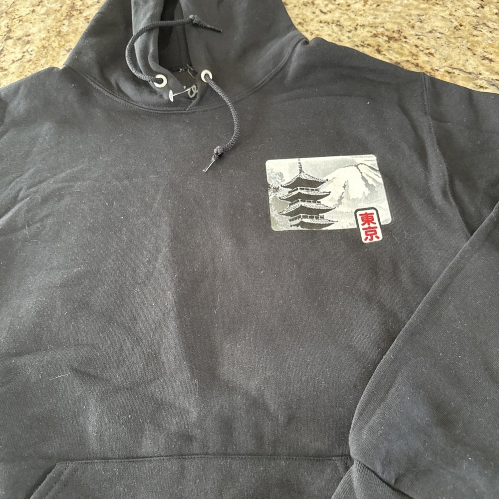 Tokyo Japan Hooded Sweatshirt Japanese Script 7 Latitude Longitude Small 5621